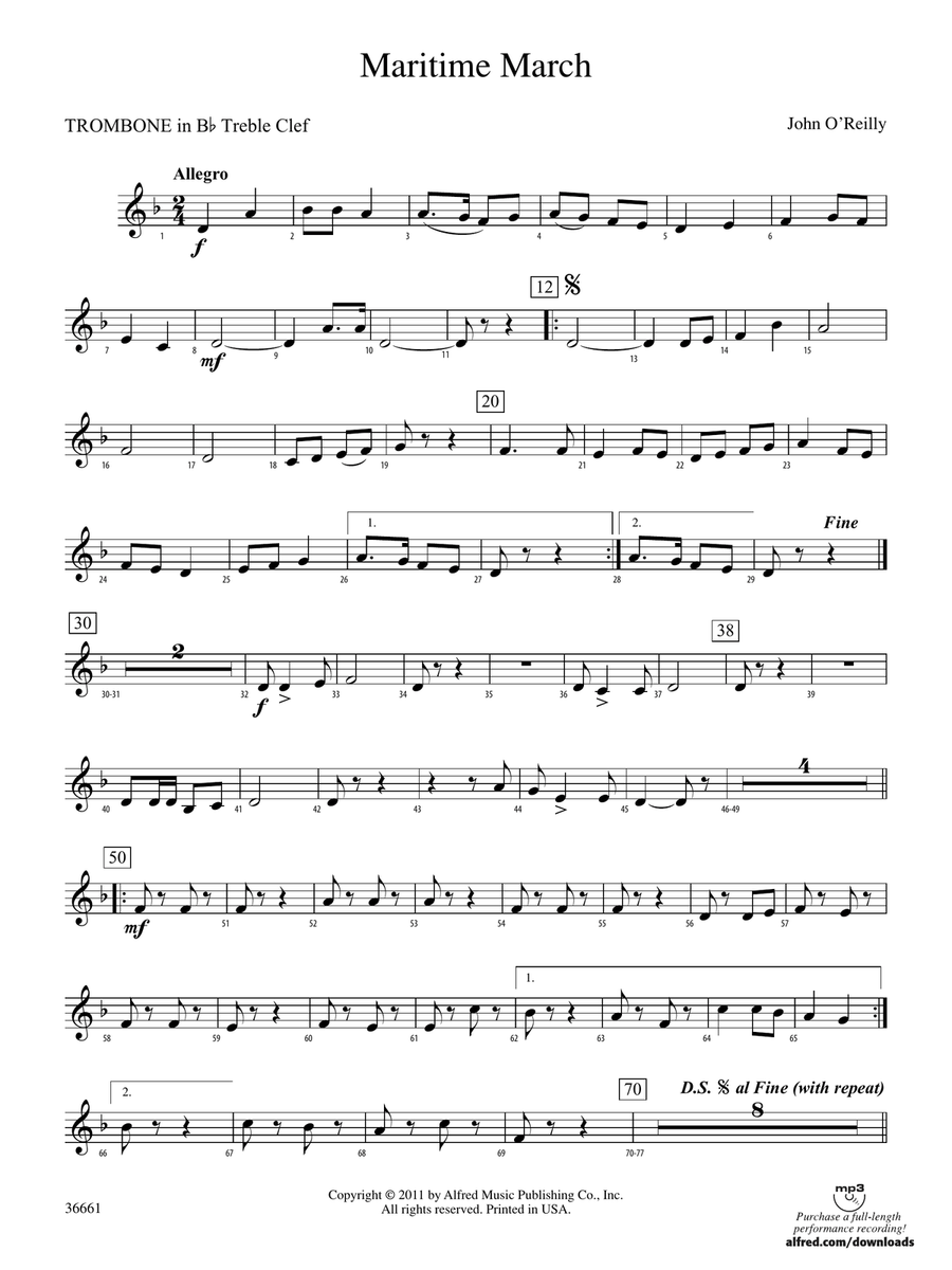 Maritime March: (World Part) 1st B-flat Trombone T.C.