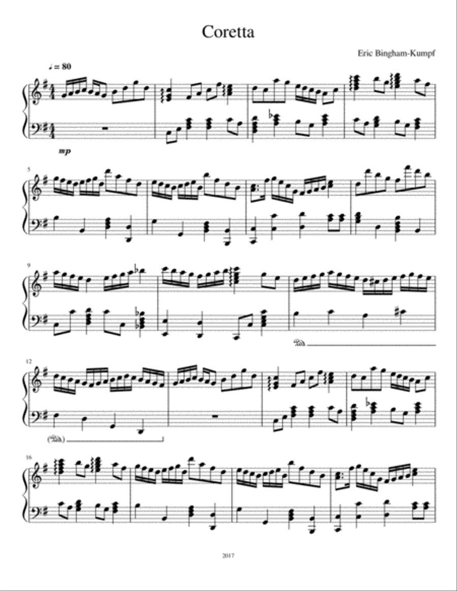 Coretta Coretta Piano Solo scores gallery preview page 1