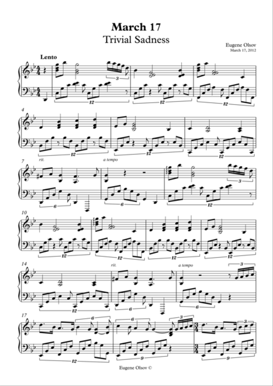 March 17 (Trivial Sadness) Piano Solo scores gallery preview page 1