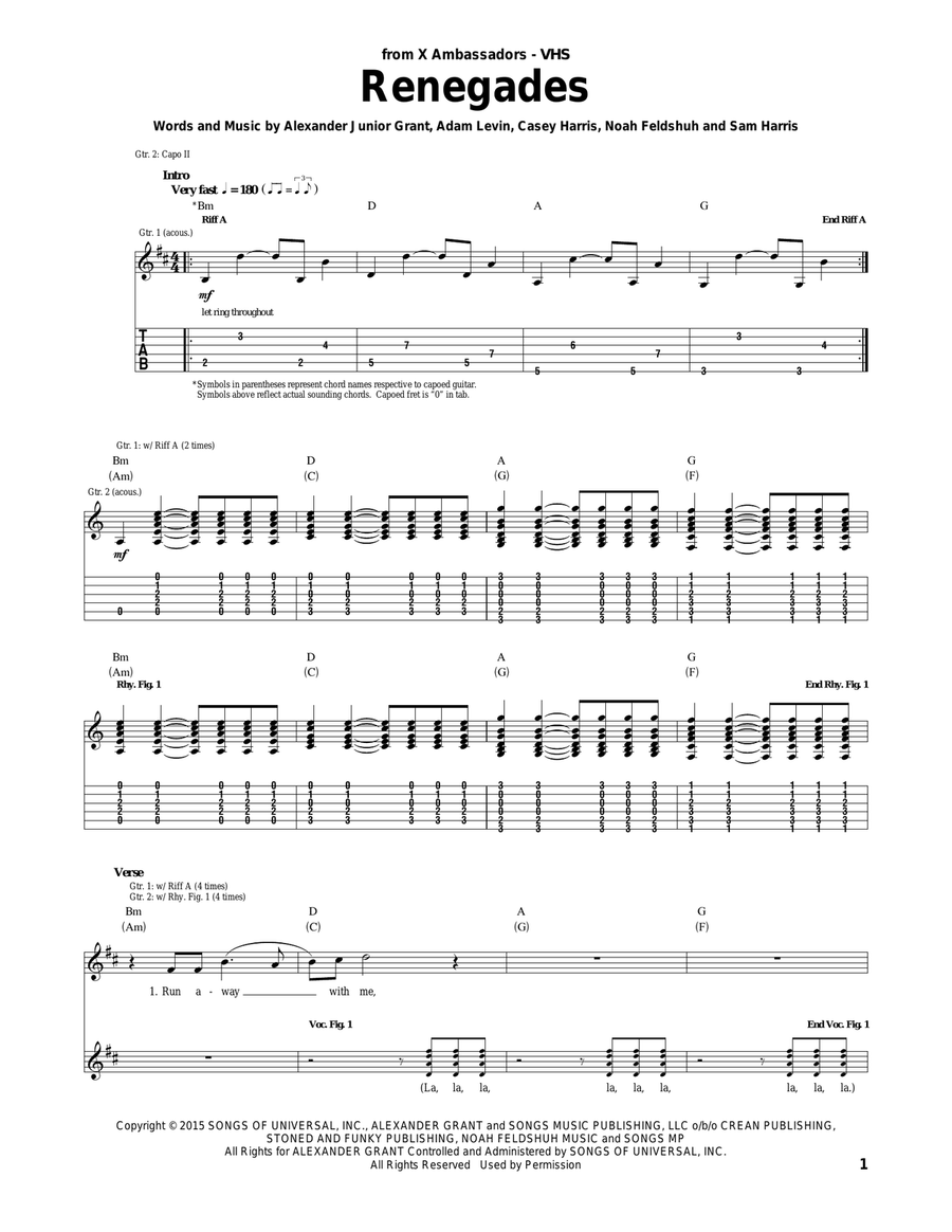 Renegades Acoustic Guitar scores gallery preview page 1