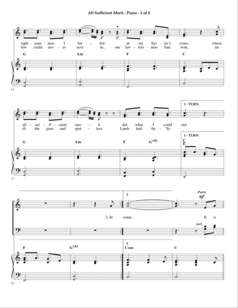 All Sufficient Merit Piano Vocal Guitar Digital Sheet Music