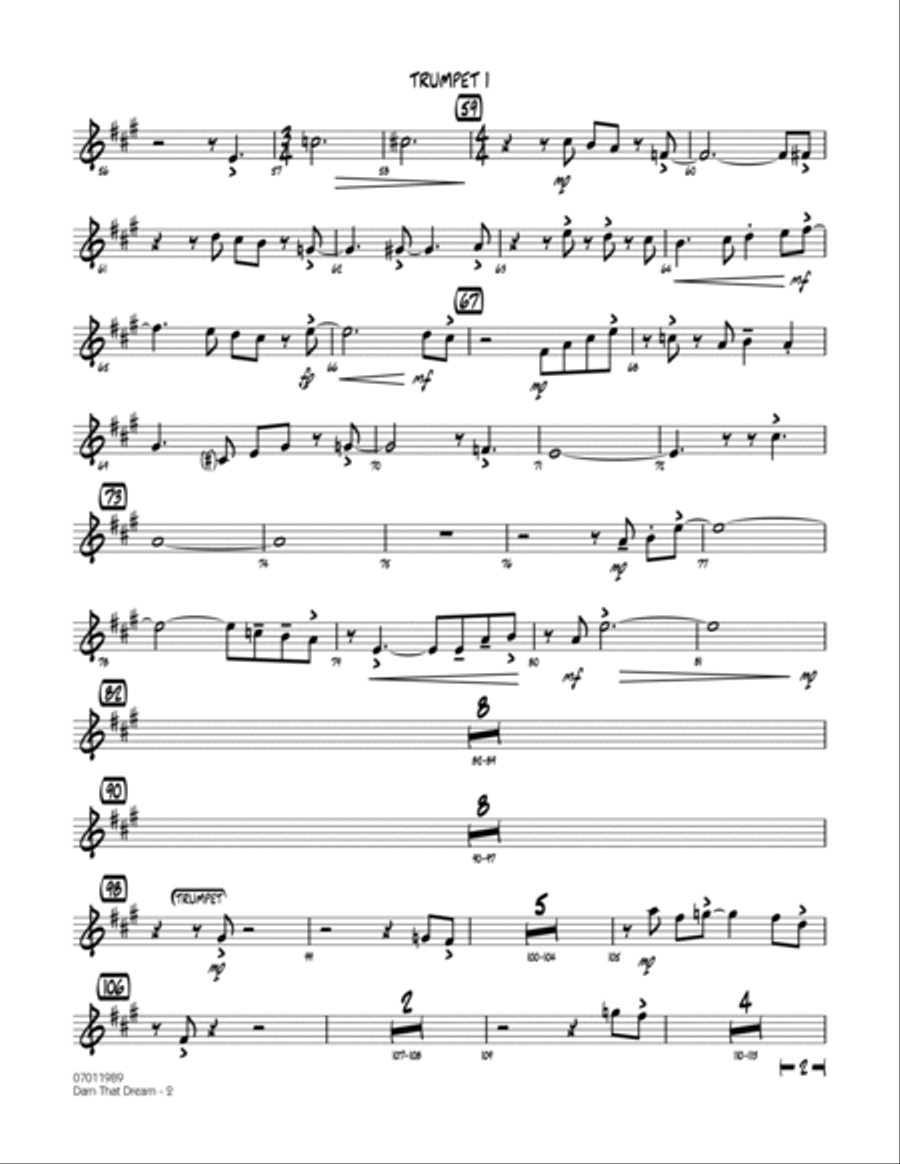 Darn That Dream - Trumpet 1 Jazz Ensemble scores gallery preview page 2