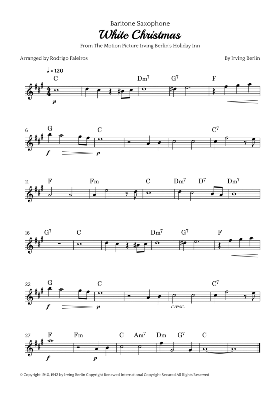 White Christmas Baritone Saxophone scores gallery preview page 1
