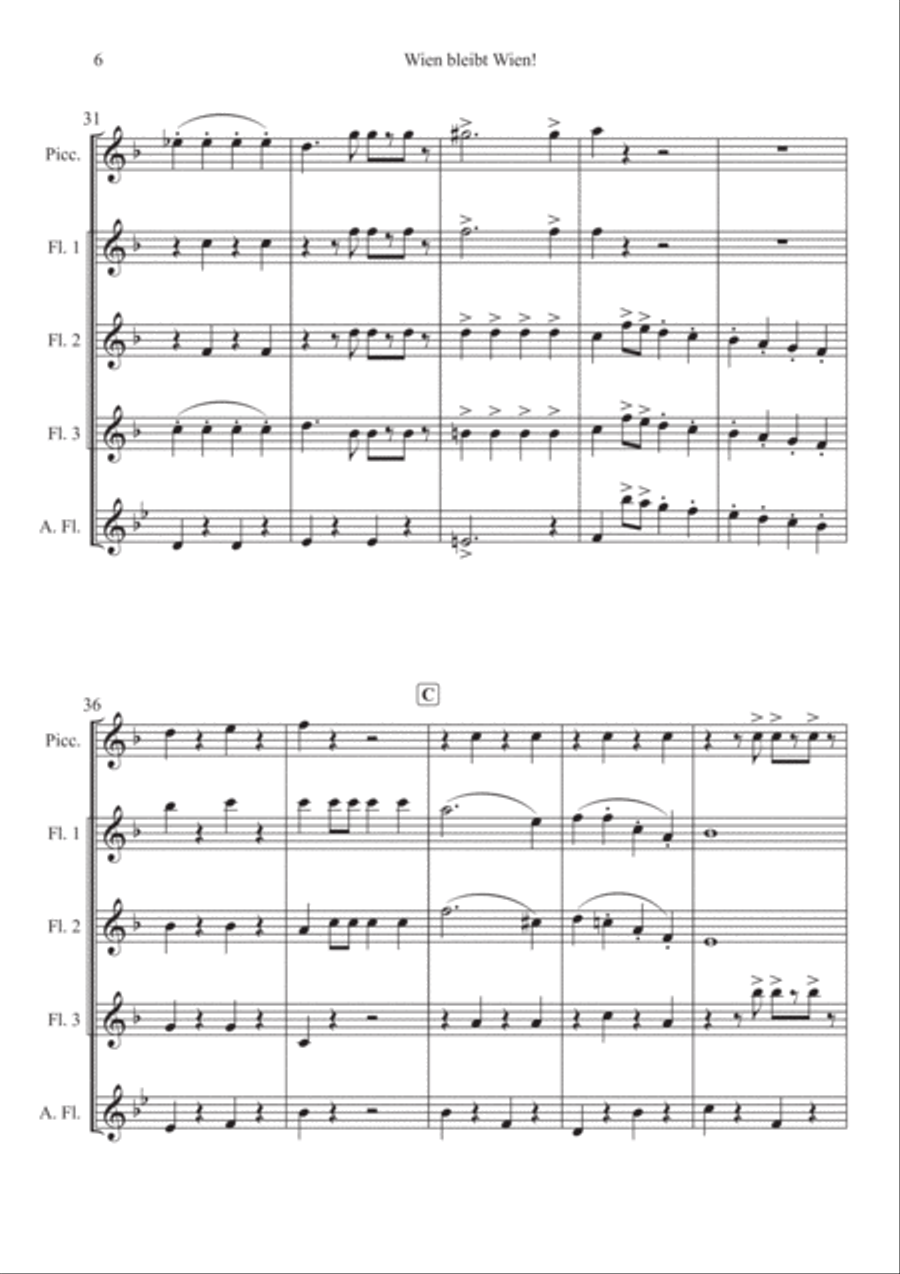 Wien Bleibt Wien! March for Flute Quintet Small Ensemble scores gallery preview page 6