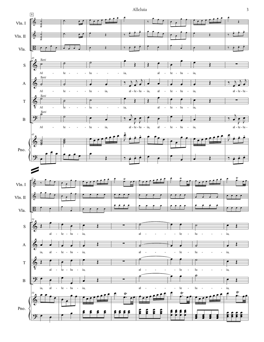 Alleluia from Regina Coeli K 108 4-Part scores gallery preview page 3