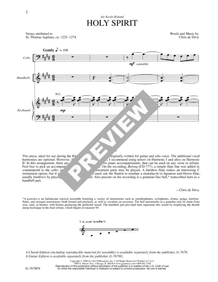 Holy Spirit - Full Score and Parts