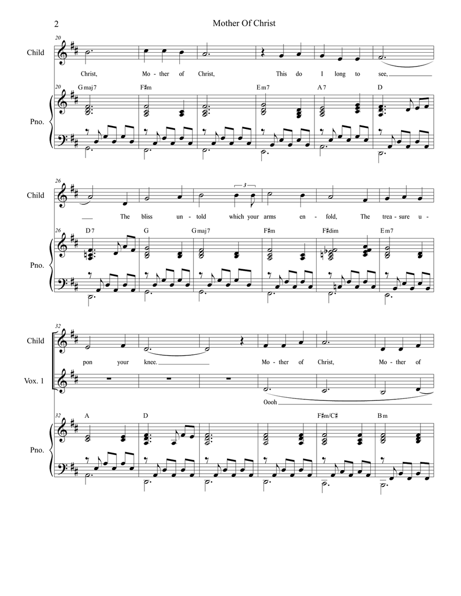Mother Of Christ (Solo with 3-part children's choir) 3-Part scores gallery preview page 2