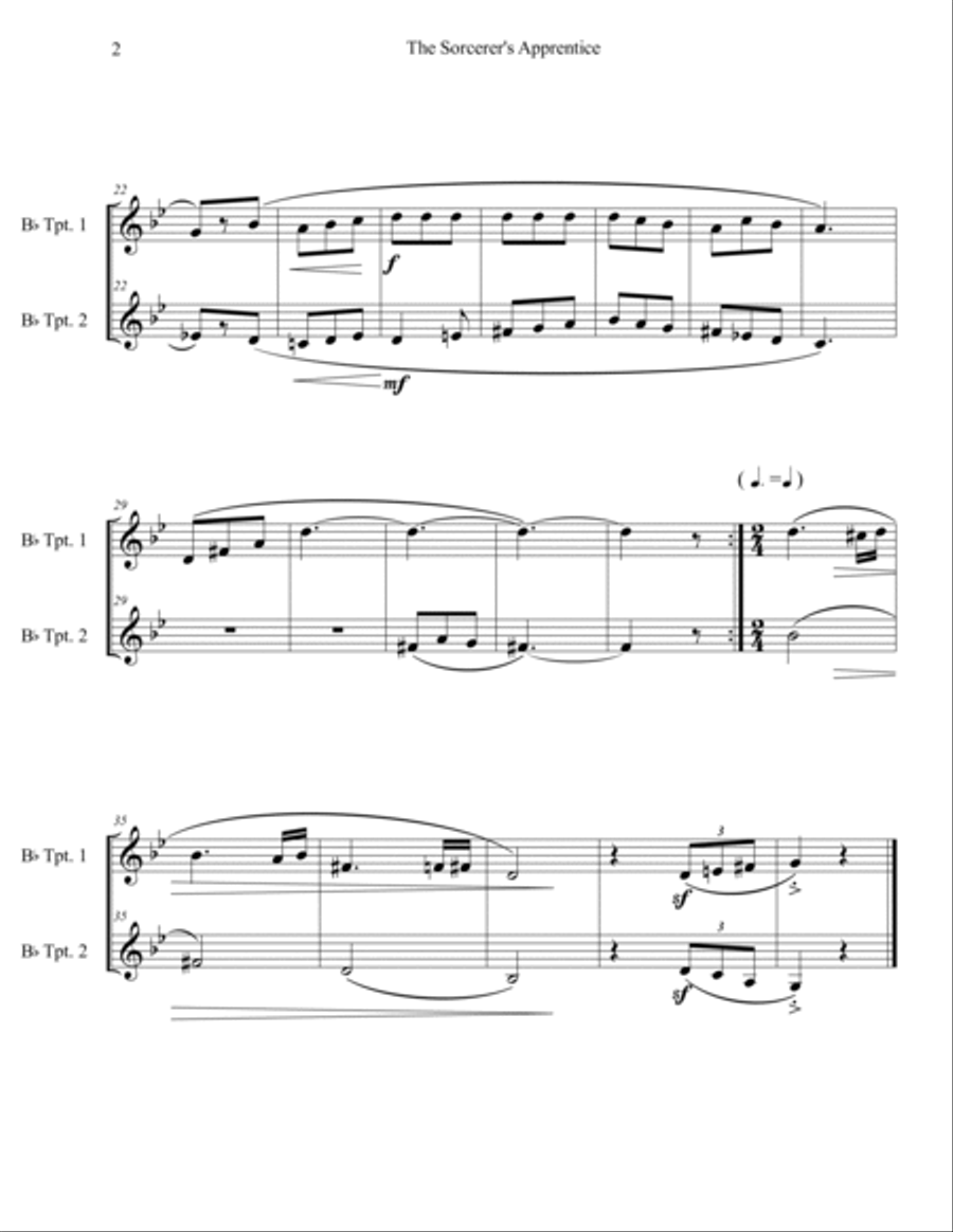 The Sorcerer's Apprentice (Trumpet Duet) Trumpet Duet scores gallery preview page 2