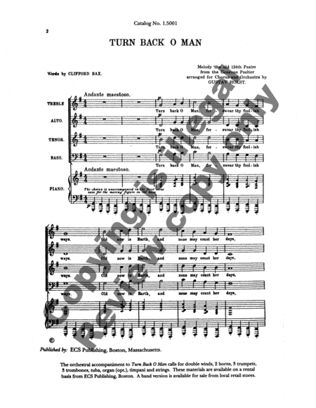 Three Festival Choruses: Turn Back, O Man (Choral Score)