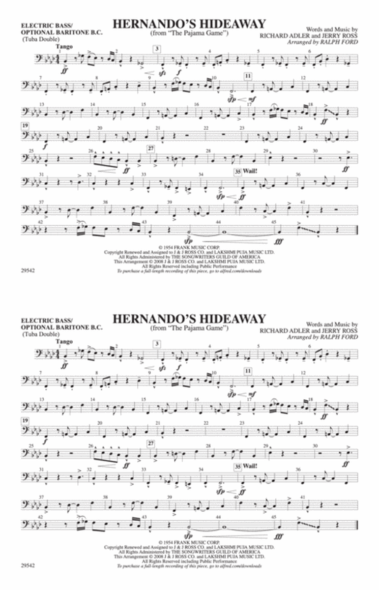 Hernando's Hideaway: Electric Bass