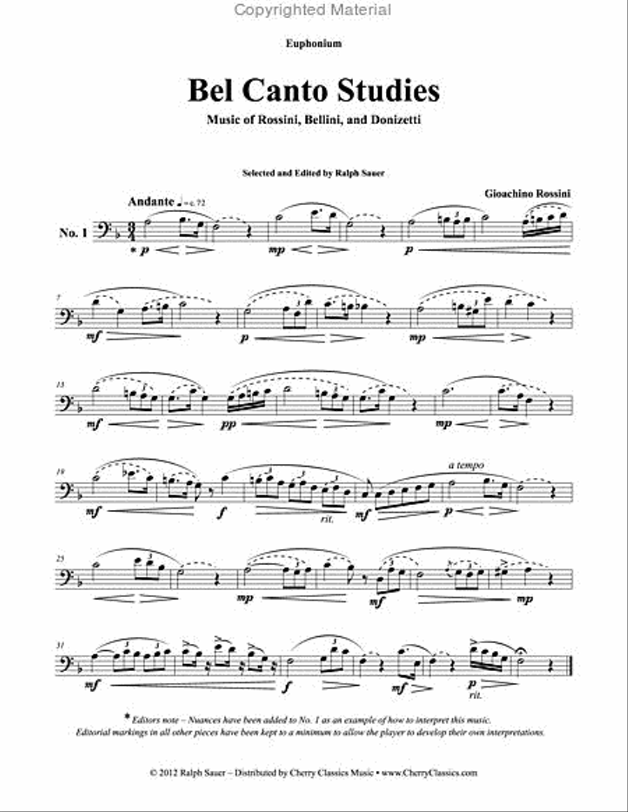 Bel Canto Studies for Euphonium with Piano