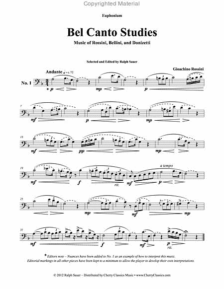 Bel Canto Studies for Euphonium with Piano