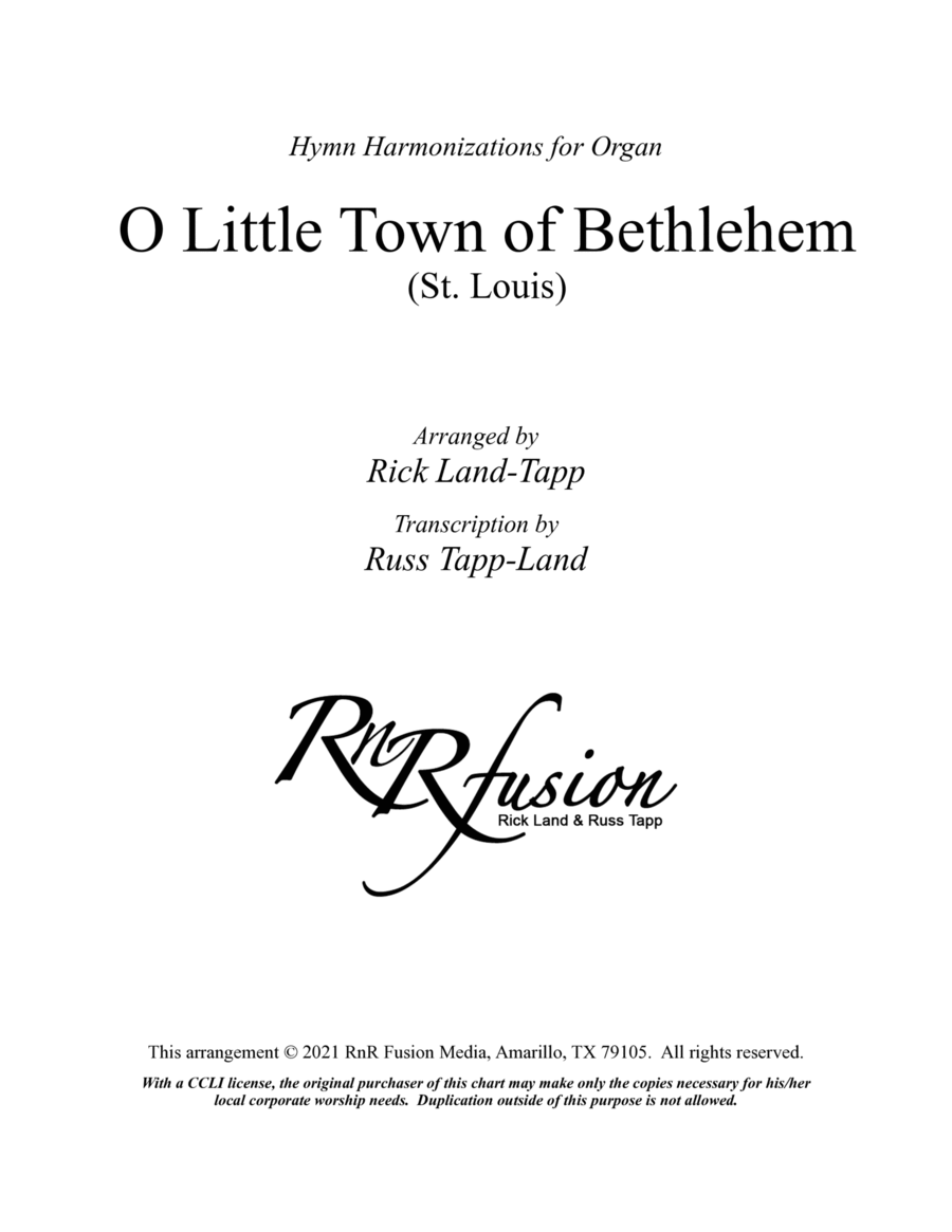 O Little Town of Bethlehem - Christmas Hymn Harmonization for Organ