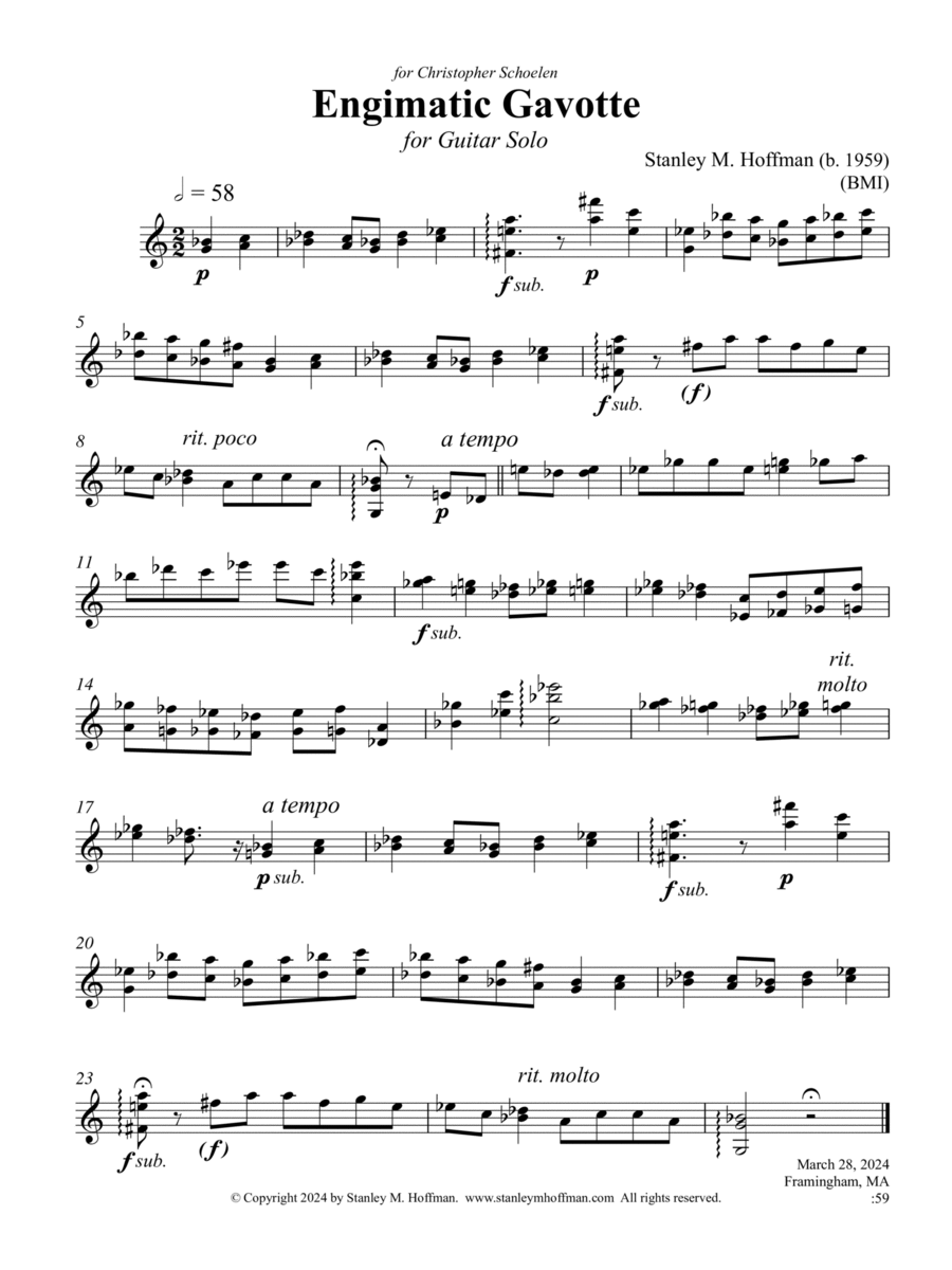 Enigmatic Gavotte Acoustic Guitar scores gallery preview page 1
