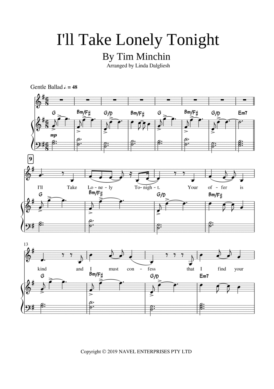 I'll Take Lonely Tonight Voice scores gallery preview page 1