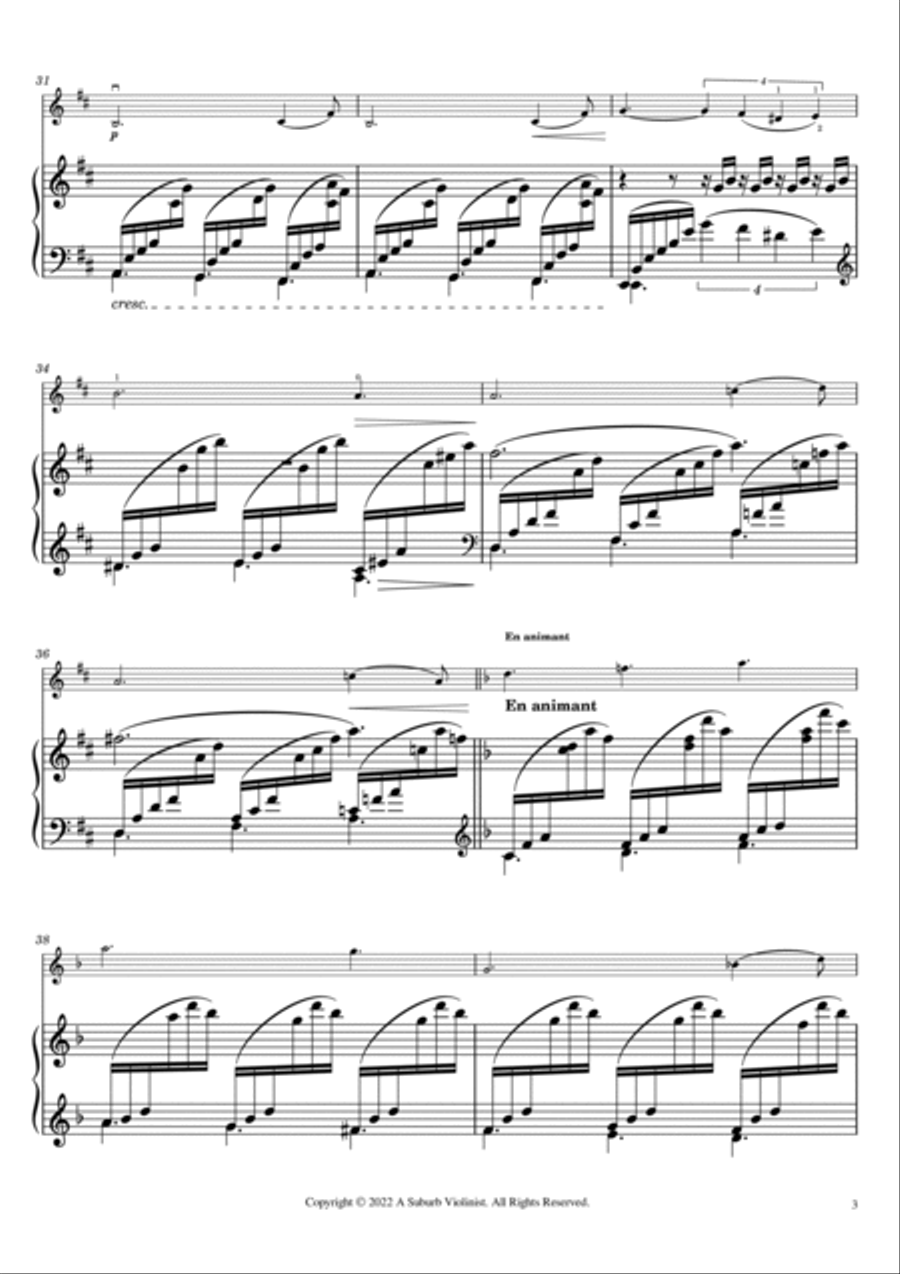 Clair de Lune for Easy Violin in First Position Violin Solo scores gallery preview page 3