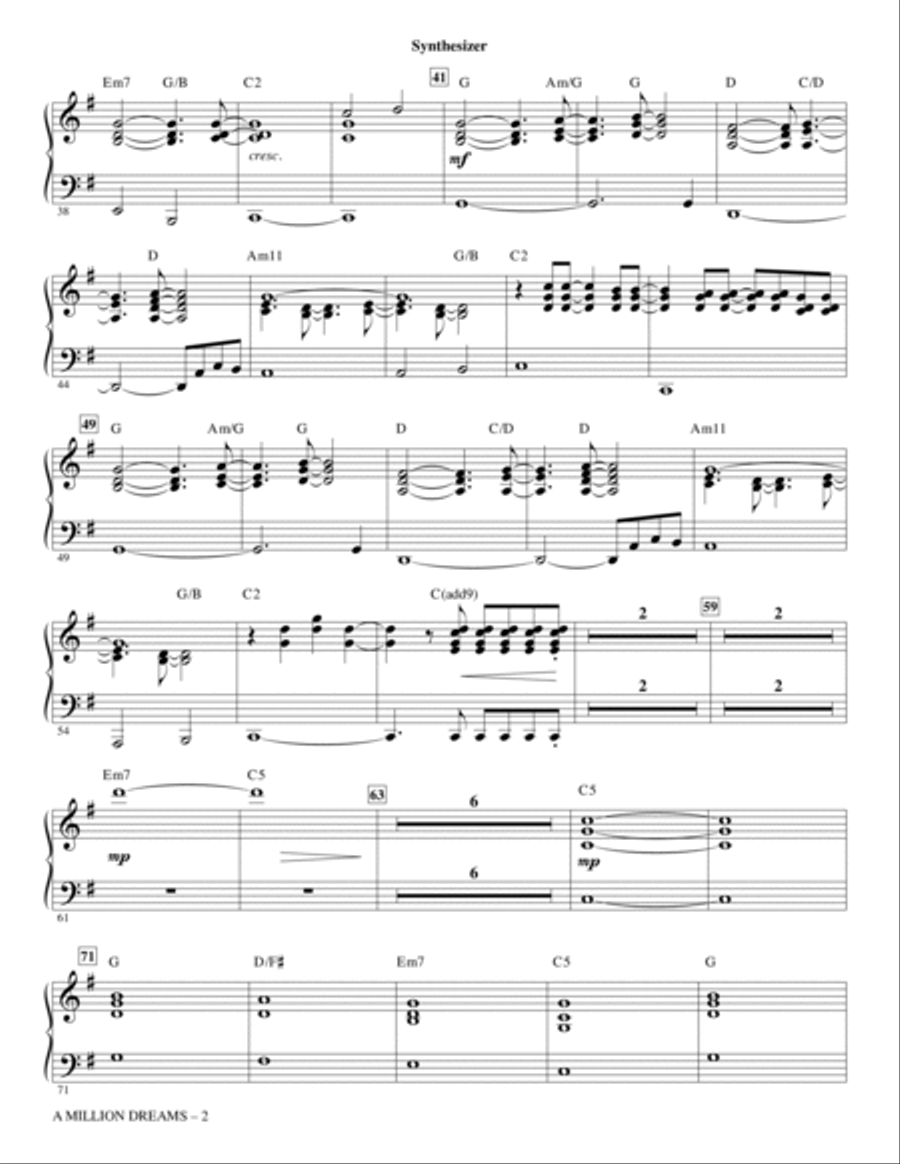 A Million Dreams (from The Greatest Showman) (arr. Mac Huff) - Synthesizer Choir scores gallery preview page 2