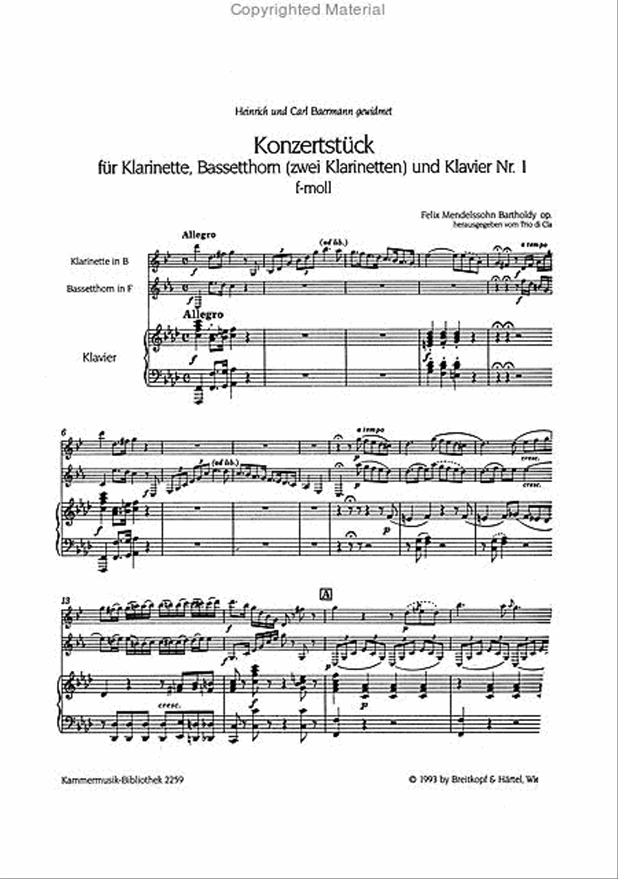 Concert Piece No. 1 in F minor [Op. 113] MWV Q 23 Clarinet scores gallery preview page 2