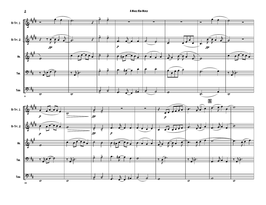 A Whole New World (from 'Aladdin') Brass Ensemble scores gallery preview page 2