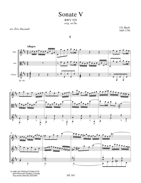 Six sonates en trio, vol. V, BWV 529