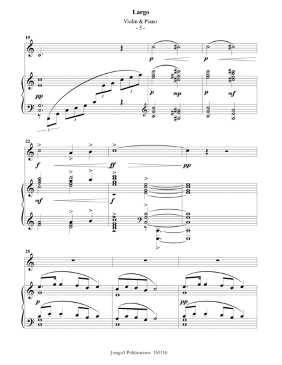 Dvořák: Largo from the New World Symphony for Violin & Piano Violin Solo scores gallery preview page 3