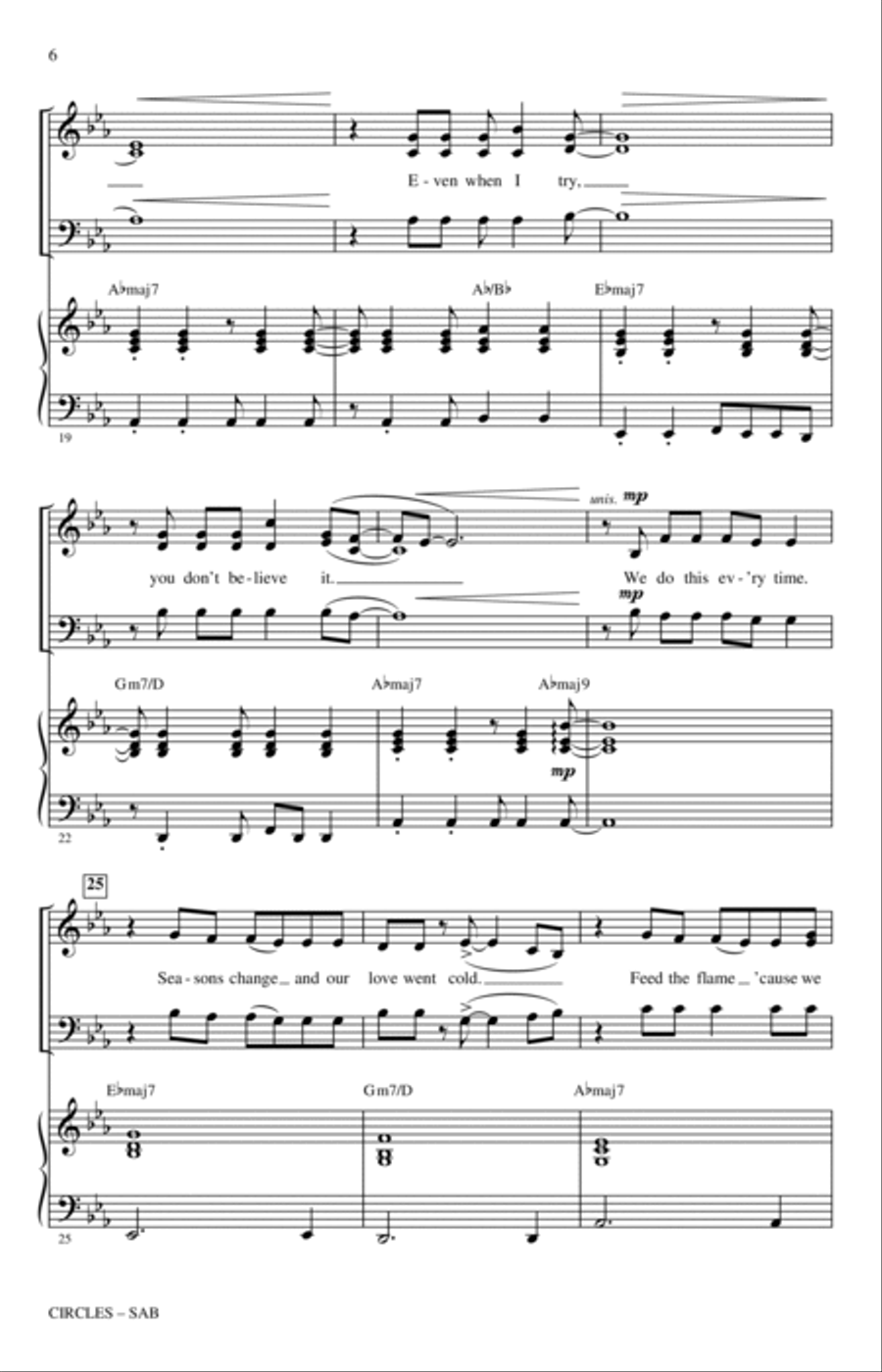 Circles (arr. Jack Zaino) 3-Part scores gallery preview page 4