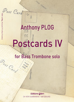 Book cover for Postcards IV for bass trombone