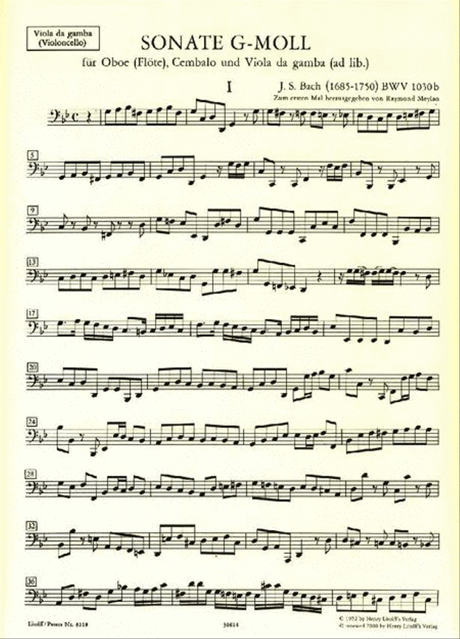 Sonata in G minor BWV 1030b f. Oboe (Flute) and Harpsichord (Vdg./Cello ad lib.) Flute scores gallery preview page 4