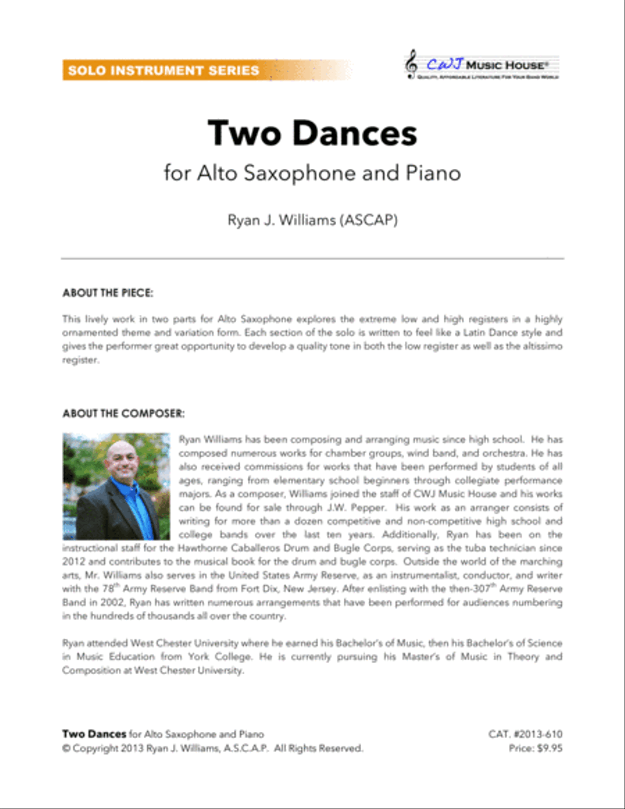 Two Dances for Alto Saxophone and Piano Alto Saxophone scores gallery preview page 2