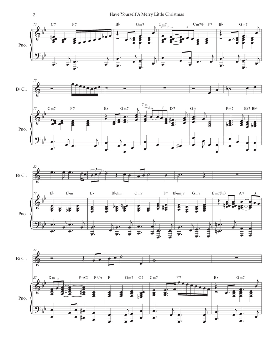 Have Yourself A Merry Little Christmas Clarinet Solo scores gallery preview page 2