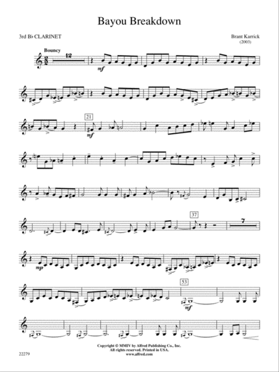 Bayou Breakdown: 3rd B-flat Clarinet Concert Band scores gallery preview page 1