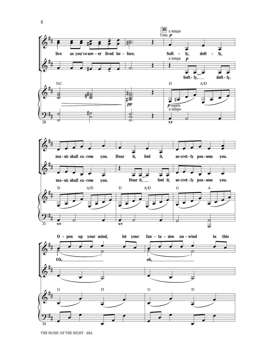 The Music Of The Night (from The Phantom Of The Opera) SSA scores gallery preview page 5