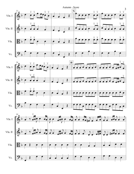 Vivaldi Autumn (Allegro) for String Quartet by Antonio Vivaldi String Quartet - Digital Sheet Music