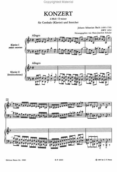 Piano Concerto In D Minor, BWV 1052