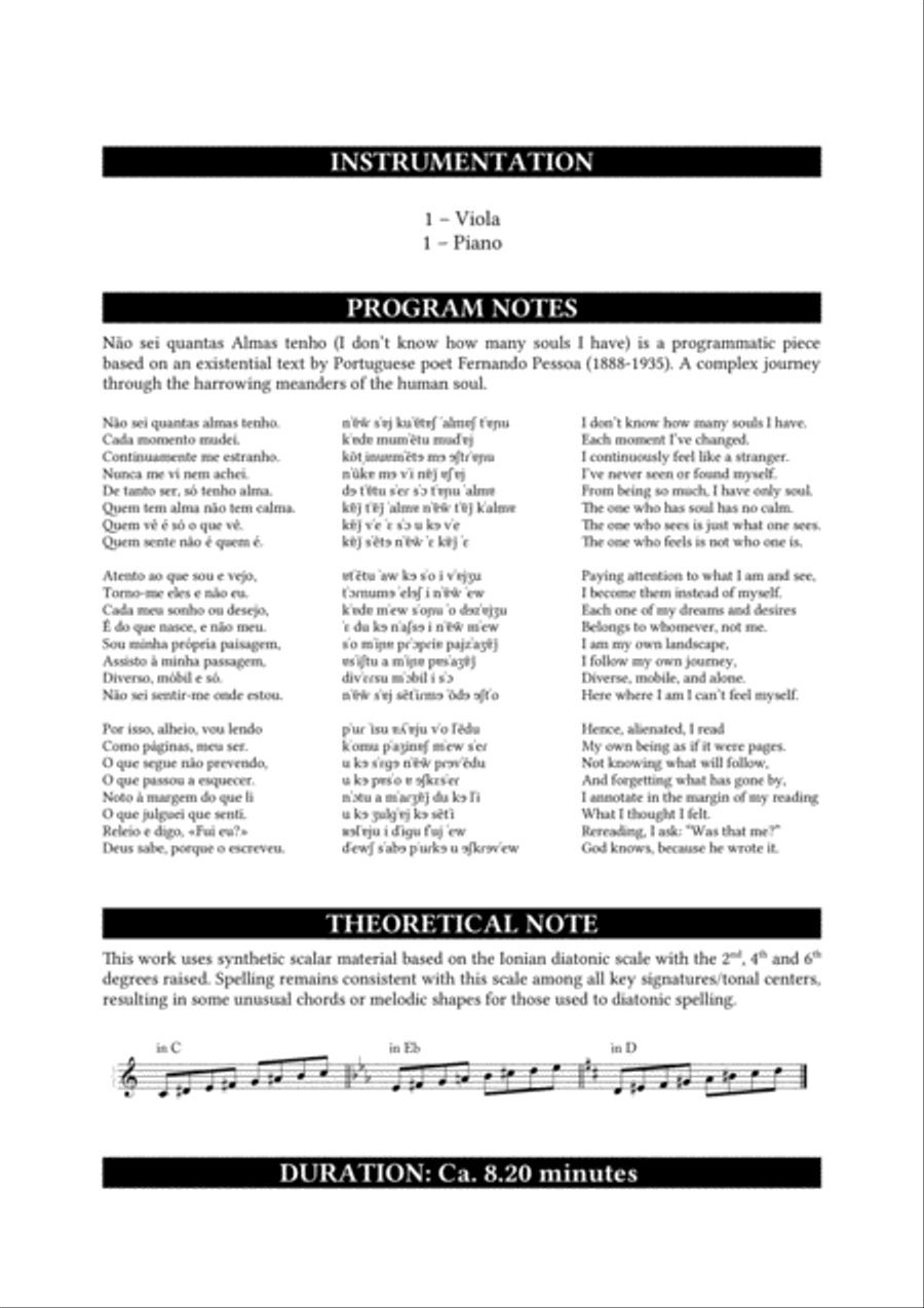I don't know how many souls I have (Não sei quantas almas tenho) for Viola and Piano Piano scores gallery preview page 3