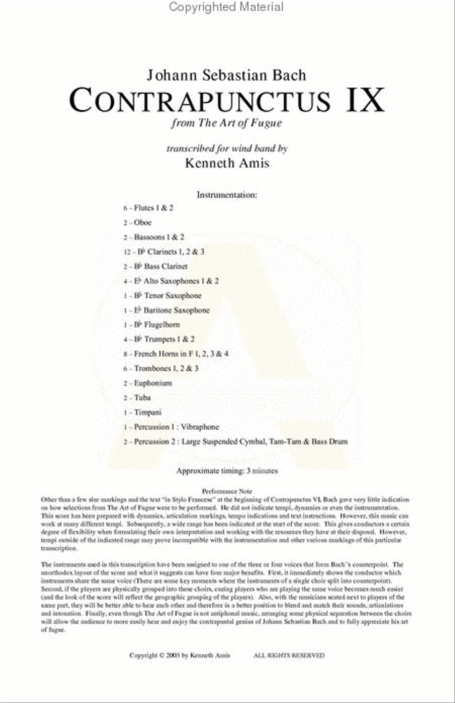 Contrapunctus 9 Concert Band scores gallery preview page 2