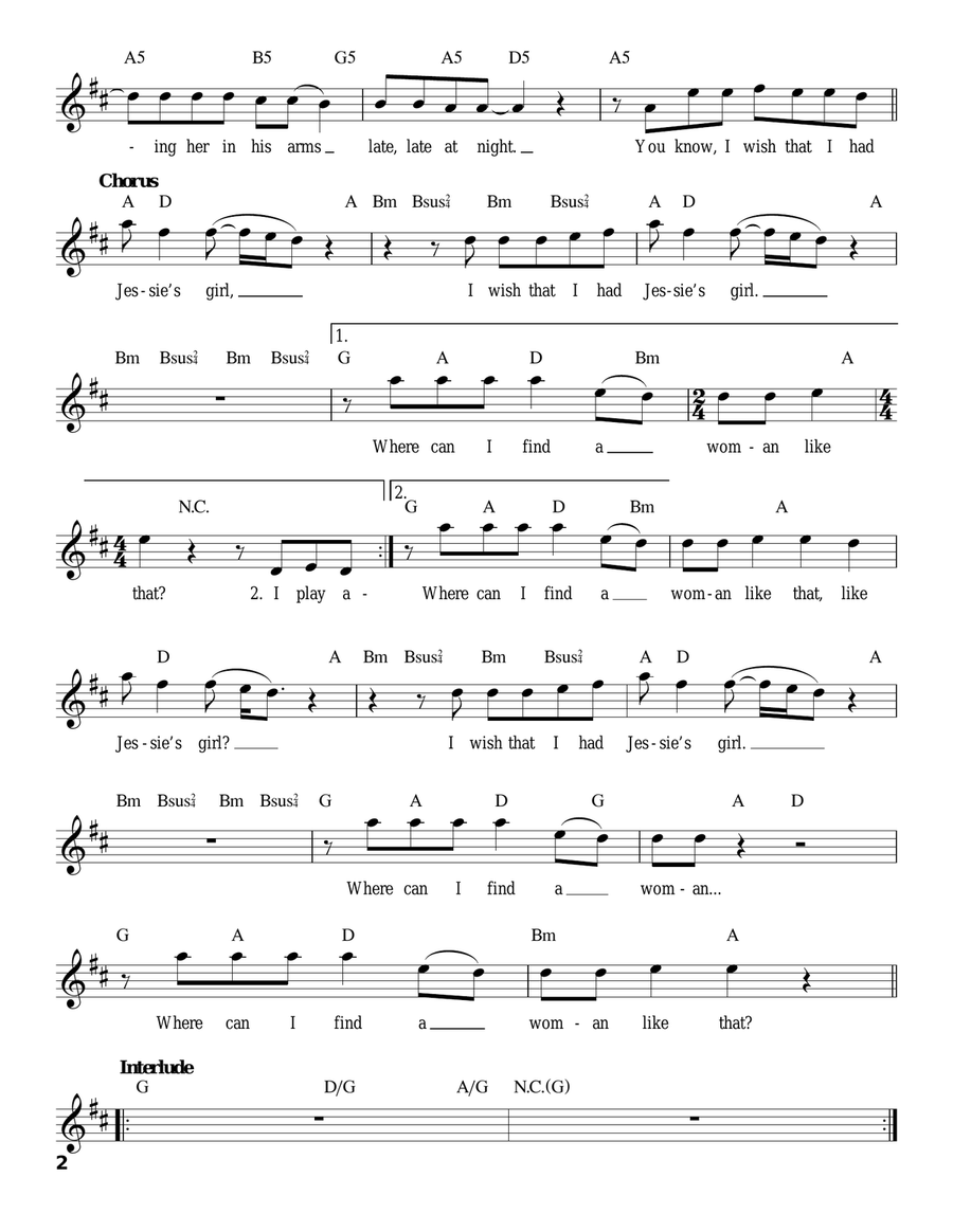 Jessie's Girl Voice scores gallery preview page 2