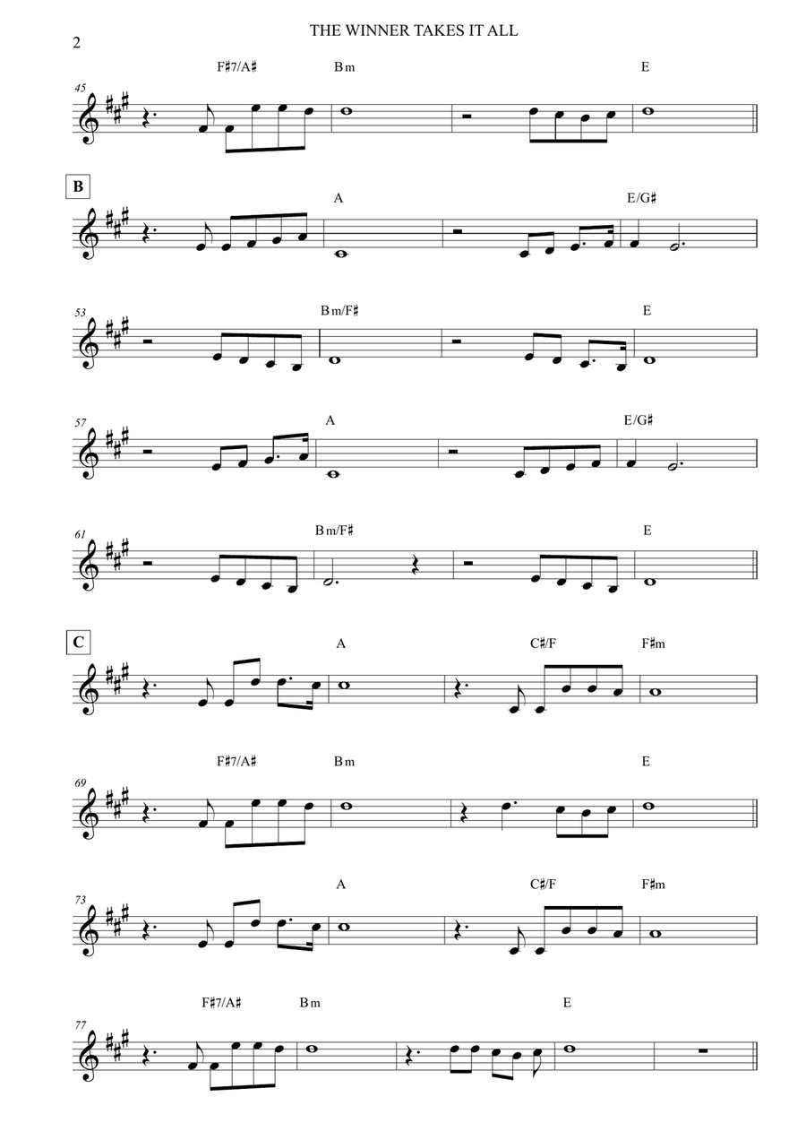 The Winner Takes It All B-Flat Trumpet scores gallery preview page 2