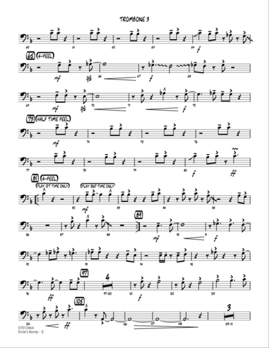 Ernie's Romp (arr. Mark Taylor) - Trombone 3 Jazz Ensemble scores gallery preview page 2