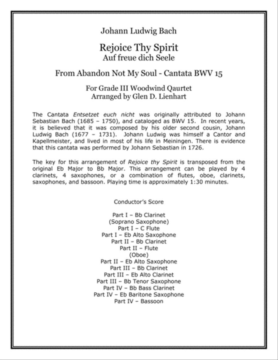 Rejoice Thy Spirit (Clarinets) Woodwind Quartet scores gallery preview page 1