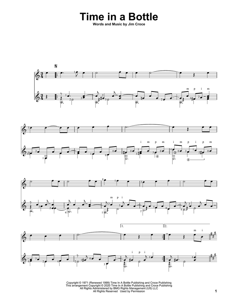 Time In A Bottle Acoustic Guitar scores gallery preview page 1