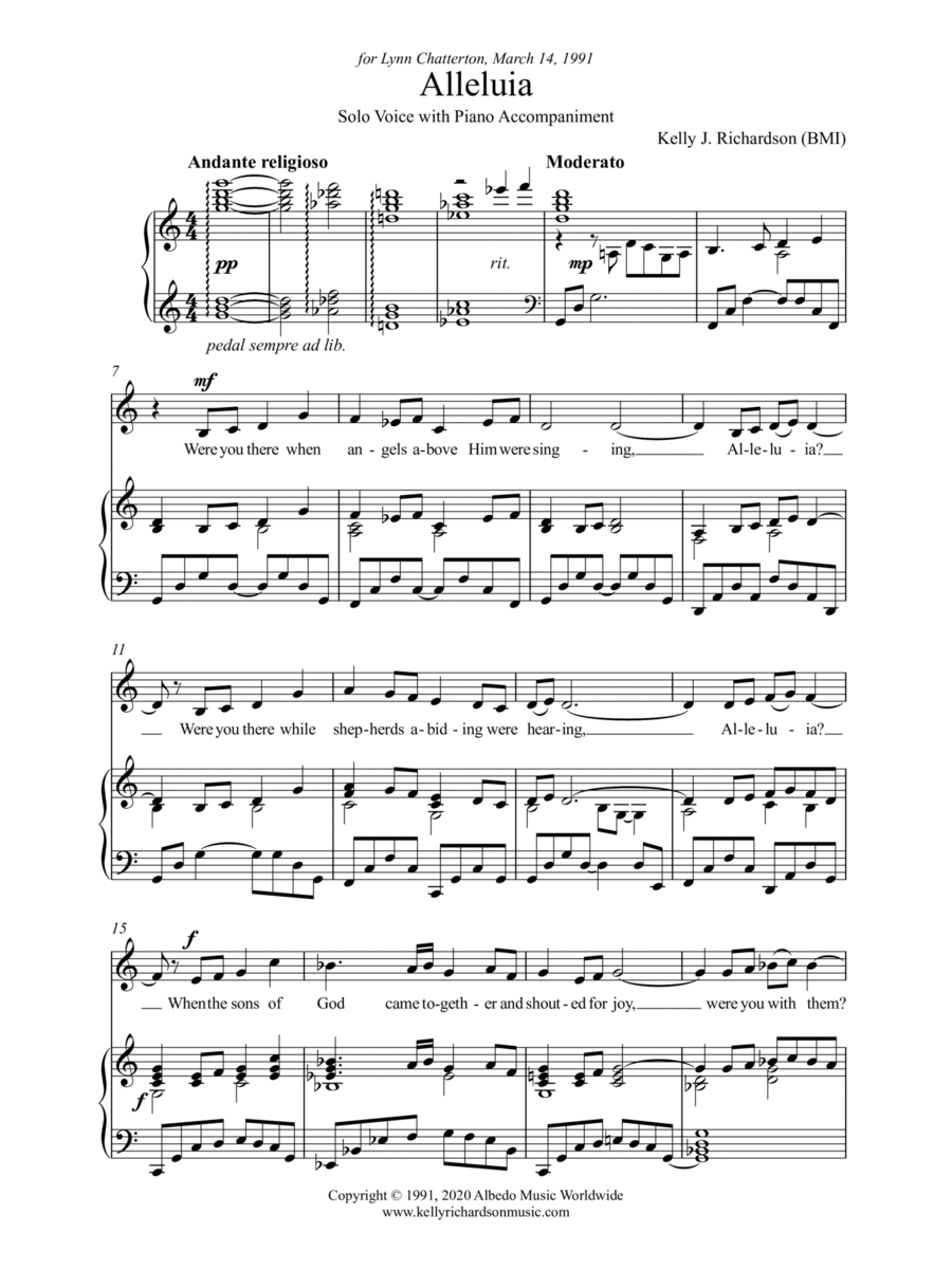 Alleluia for Medium Low Voice Low Voice scores gallery preview page 1