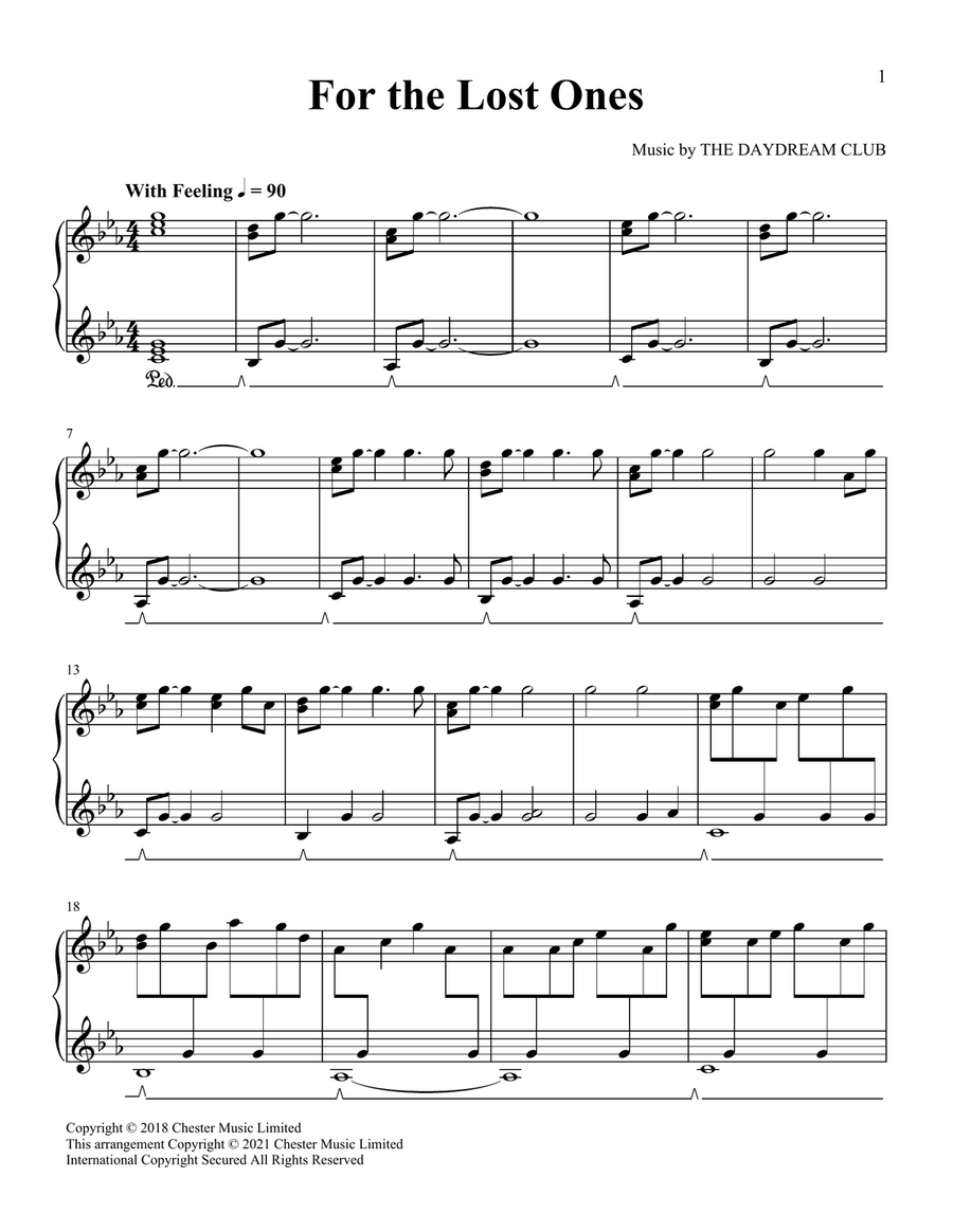 For The Lost Ones Piano Solo scores gallery preview page 1
