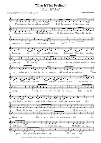 What Is This Feeling? - leadsheet for singalongs