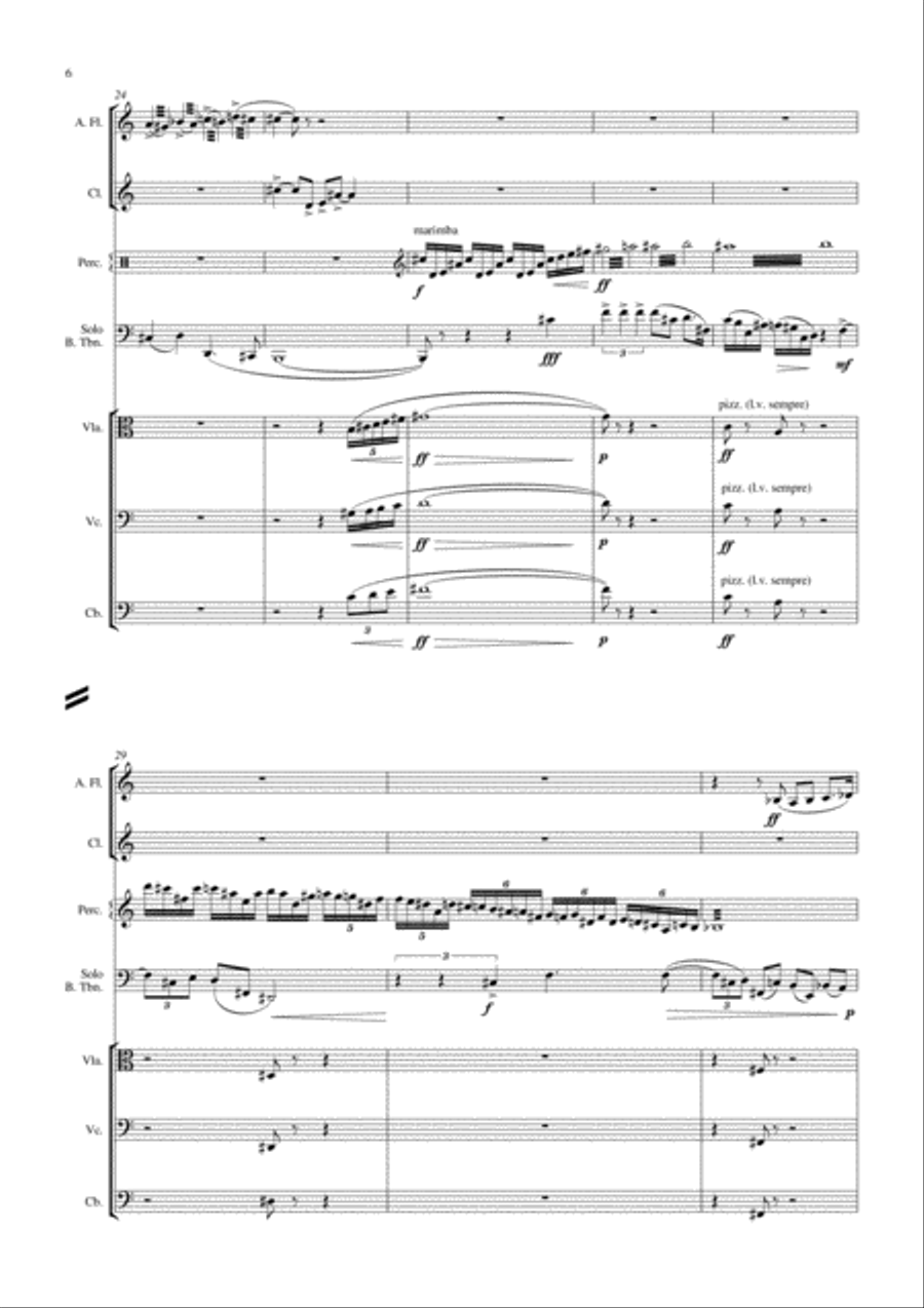 Carson Cooman: Concerto for Bass Trombone and Six Players (2006), score and parts Large Ensemble scores gallery preview page 6