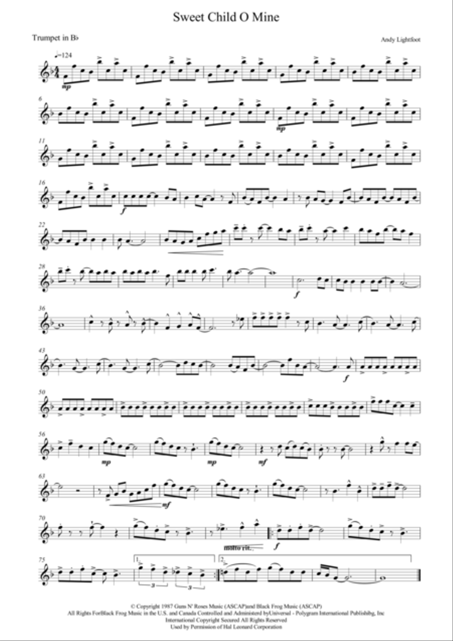 Sweet Child O' Mine Sweet Child O' Mine Brass Ensemble scores gallery preview page 6