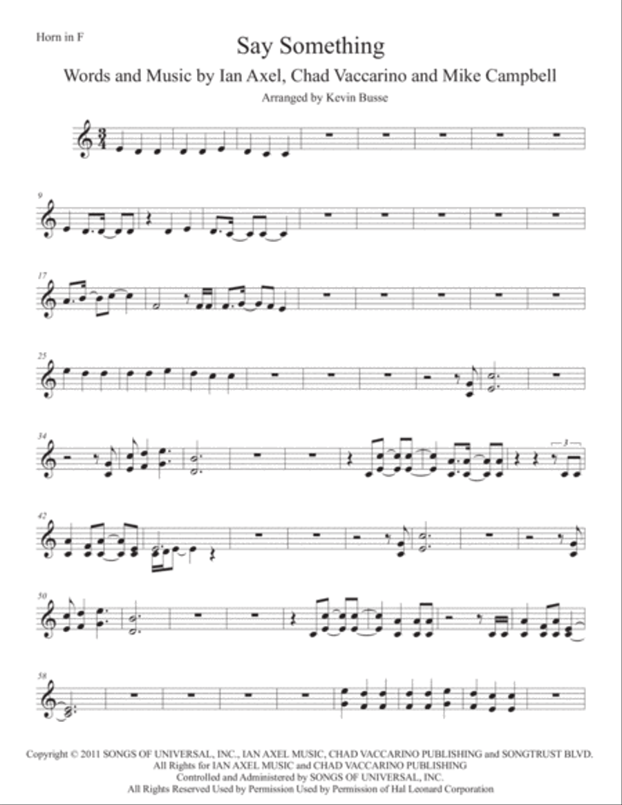 Say Something Horn Solo scores gallery preview page 1