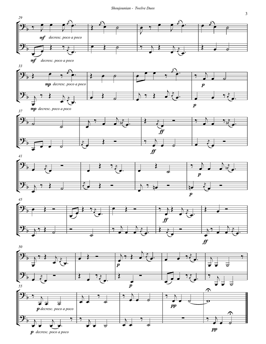 Twelve Duos for Tubas based on Armenian Folk Songs Brass Duet scores gallery preview page 3