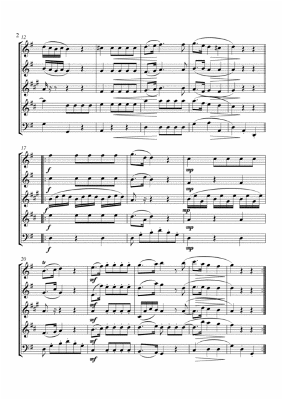 Minuet from Don Giovanni Woodwind Quintet scores gallery preview page 2