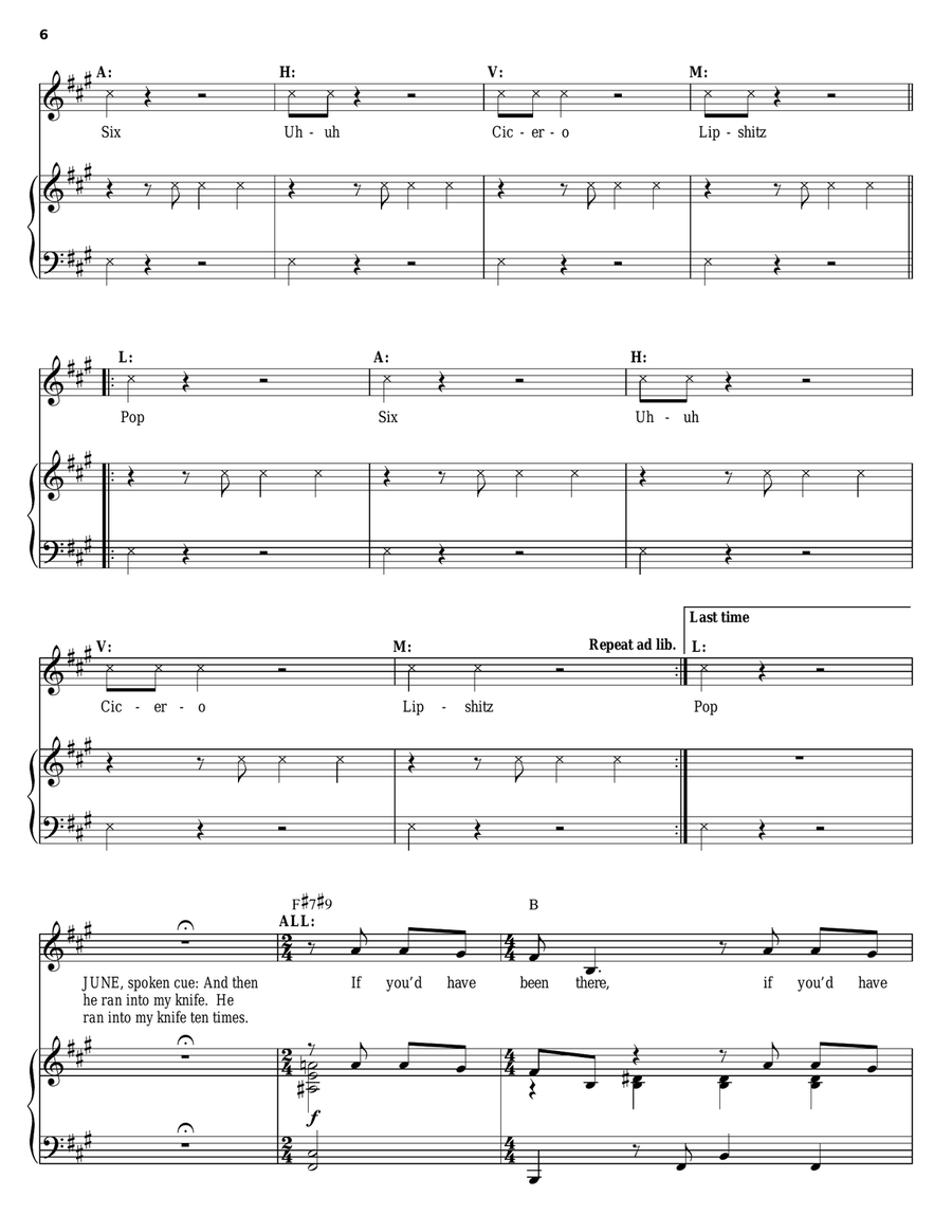 Cell Block Tango Piano, Vocal scores gallery preview page 6